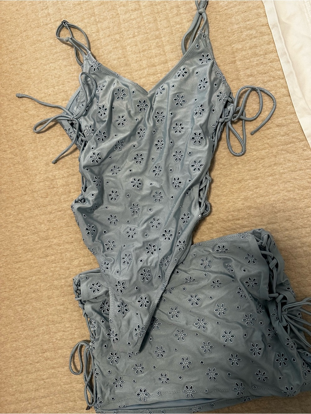 Altar’D State One-Piece Swimsuit & Miniskirt – Eyelet Lace/Dusty Blue